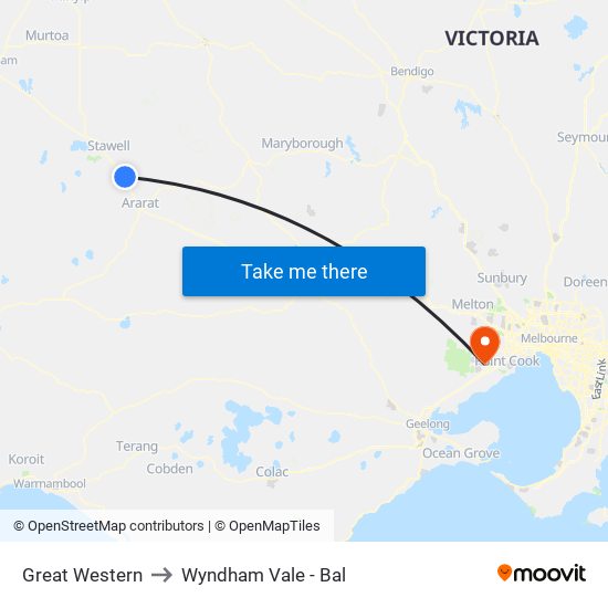 Great Western to Wyndham Vale - Bal map