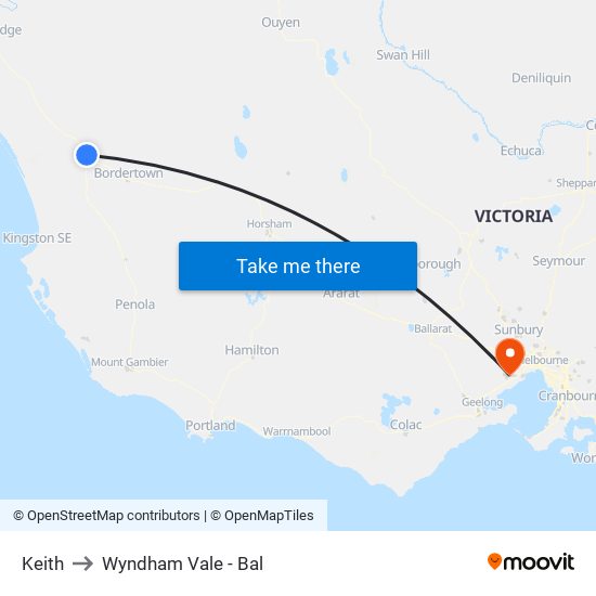 Keith to Wyndham Vale - Bal map