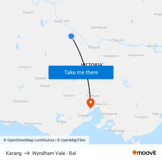 Kerang to Wyndham Vale - Bal map