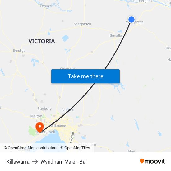 Killawarra to Wyndham Vale - Bal map