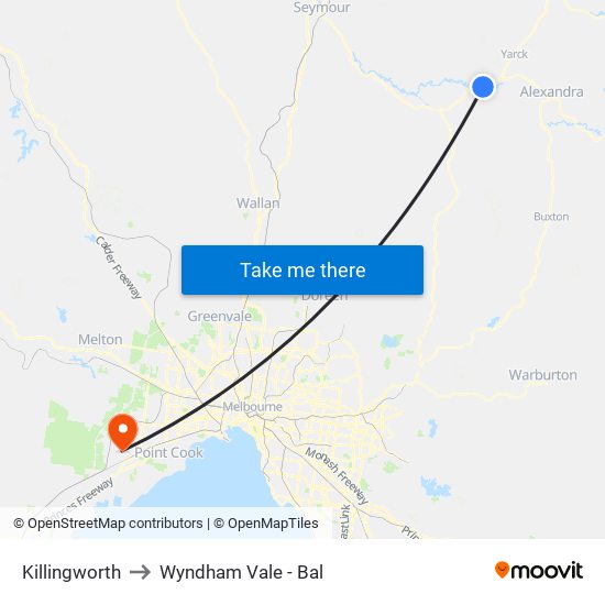 Killingworth to Wyndham Vale - Bal map