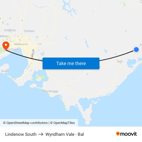 Lindenow South to Wyndham Vale - Bal map