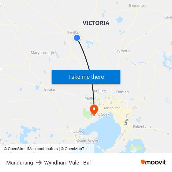 Mandurang to Wyndham Vale - Bal map