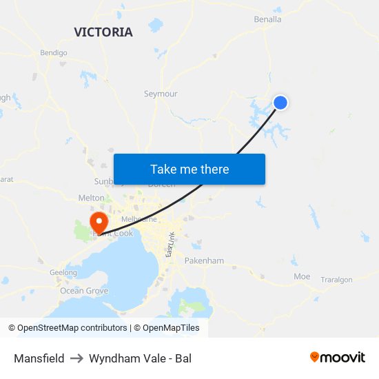 Mansfield to Wyndham Vale - Bal map