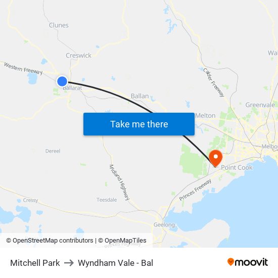 Mitchell Park to Wyndham Vale - Bal map