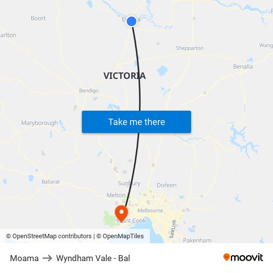 Moama to Wyndham Vale - Bal map