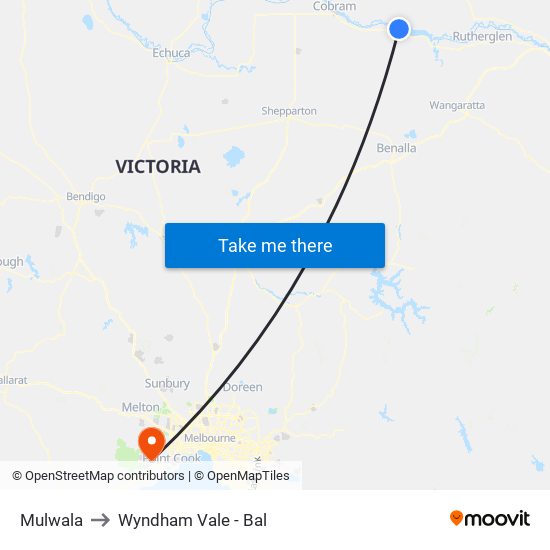 Mulwala to Wyndham Vale - Bal map