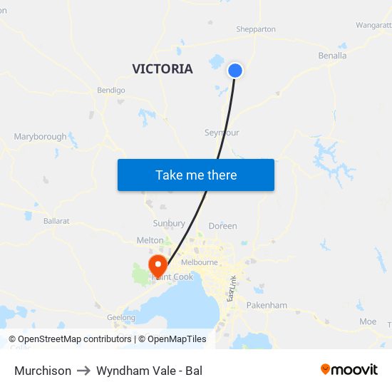 Murchison to Wyndham Vale - Bal map