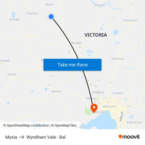 Mysia to Wyndham Vale - Bal map