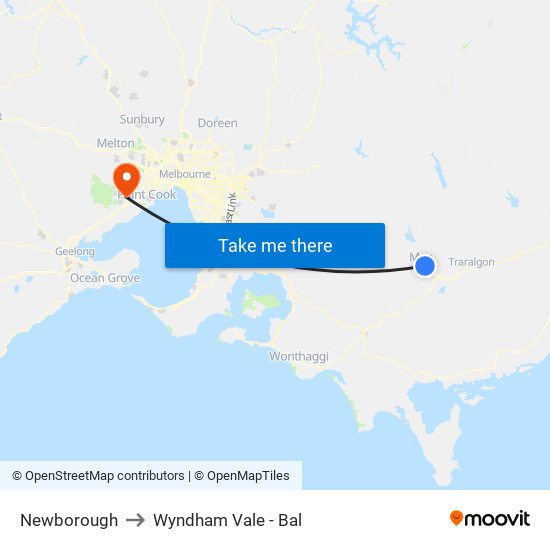 Newborough to Wyndham Vale - Bal map