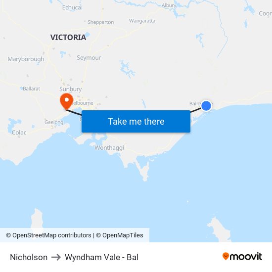 Nicholson to Wyndham Vale - Bal map