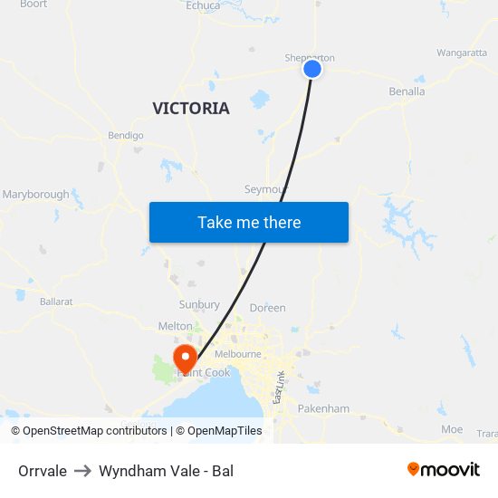 Orrvale to Wyndham Vale - Bal map