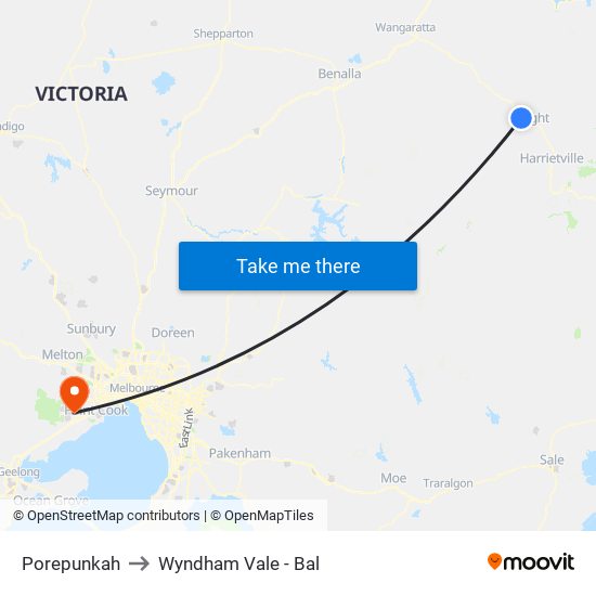 Porepunkah to Wyndham Vale - Bal map