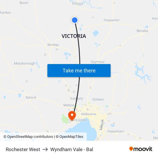 Rochester West to Wyndham Vale - Bal map
