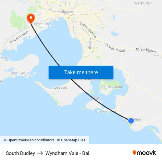 South Dudley to Wyndham Vale - Bal map