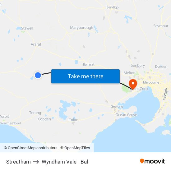 Streatham to Wyndham Vale - Bal map