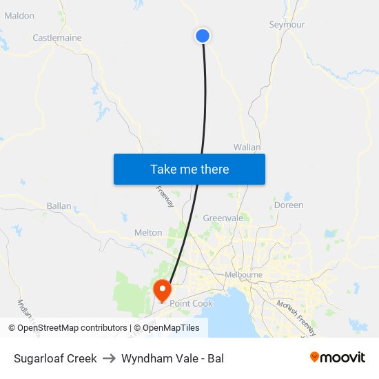 Sugarloaf Creek to Wyndham Vale - Bal map