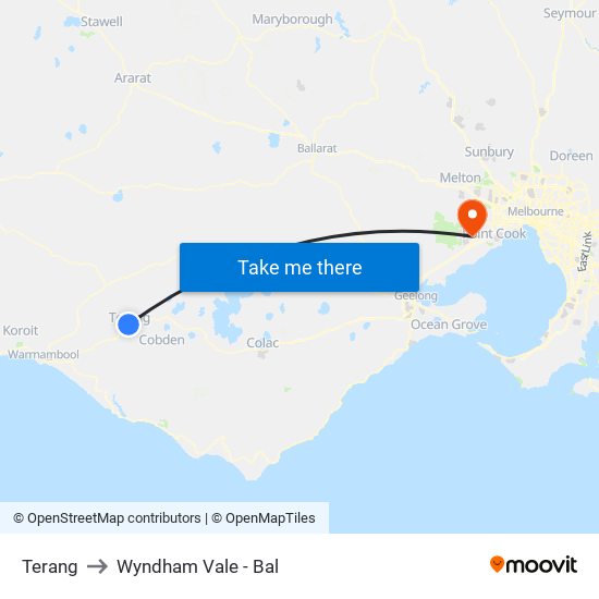 Terang to Wyndham Vale - Bal map