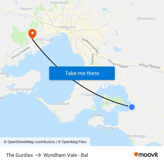 The Gurdies to Wyndham Vale - Bal map