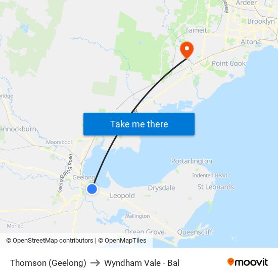 Thomson (Geelong) to Wyndham Vale - Bal map