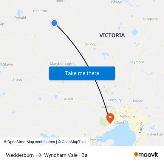 Wedderburn to Wyndham Vale - Bal map