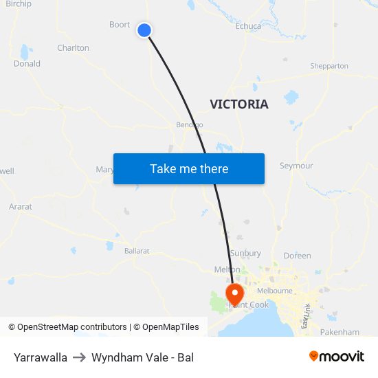 Yarrawalla to Wyndham Vale - Bal map