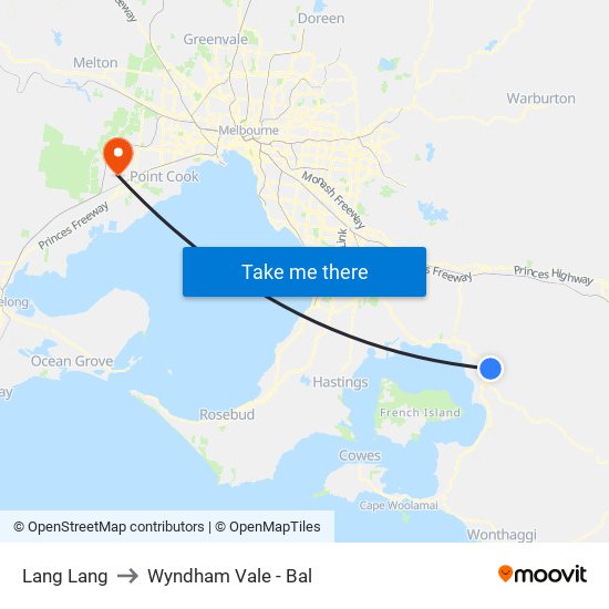 Lang Lang to Wyndham Vale - Bal map