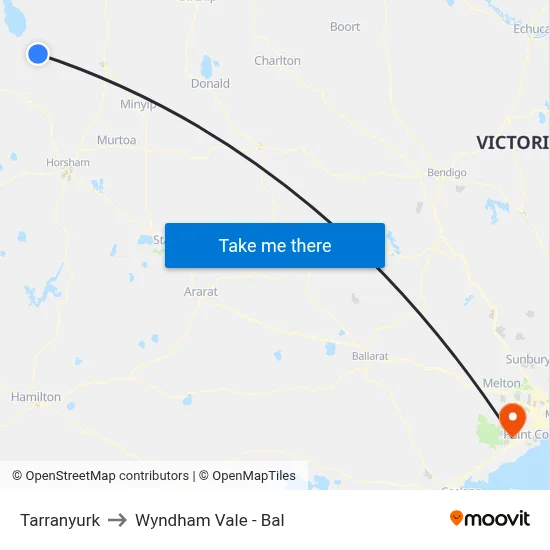 Tarranyurk to Wyndham Vale - Bal map