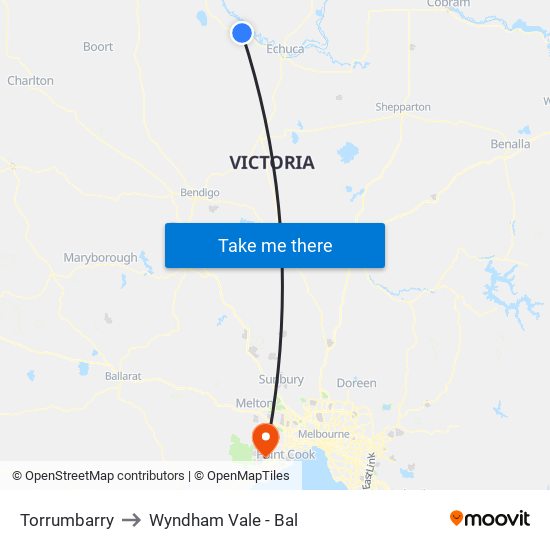 Torrumbarry to Wyndham Vale - Bal map