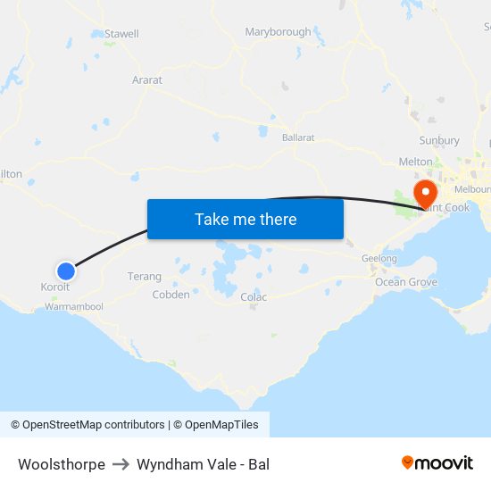 Woolsthorpe to Wyndham Vale - Bal map