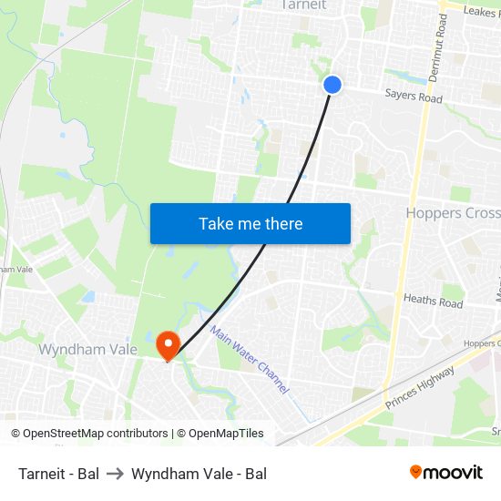 Tarneit - Bal to Wyndham Vale - Bal map