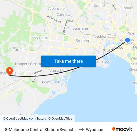 8-Melbourne Central Station/Swanston St (Melbourne City) to Wyndham Vale - Bal map