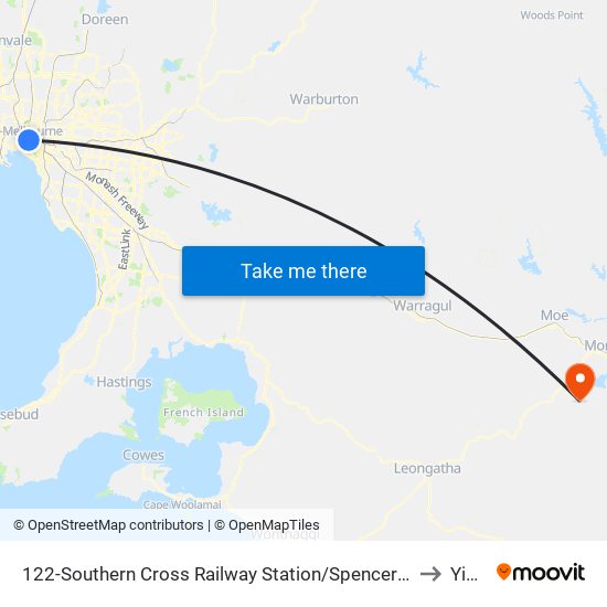 122-Southern Cross Railway Station/Spencer St (Melbourne City) to Yinnar map