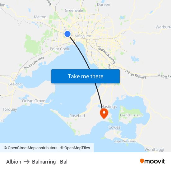 Albion to Balnarring - Bal map
