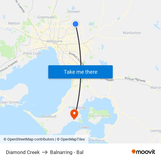 Diamond Creek to Balnarring - Bal map