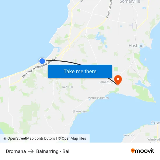 Dromana to Balnarring - Bal map