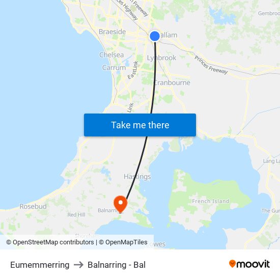 Eumemmerring to Balnarring - Bal map