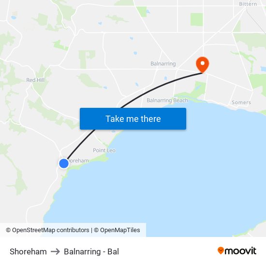 Shoreham to Balnarring - Bal map