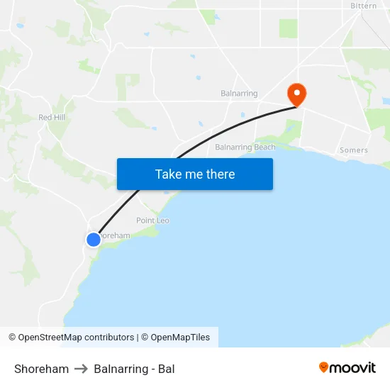 Shoreham to Balnarring - Bal map