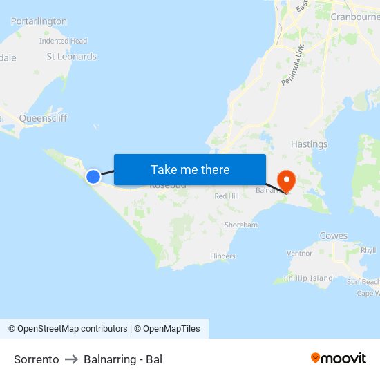 Sorrento to Balnarring - Bal map