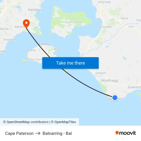 Cape Paterson to Balnarring - Bal map