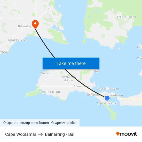 Cape Woolamai to Balnarring - Bal map