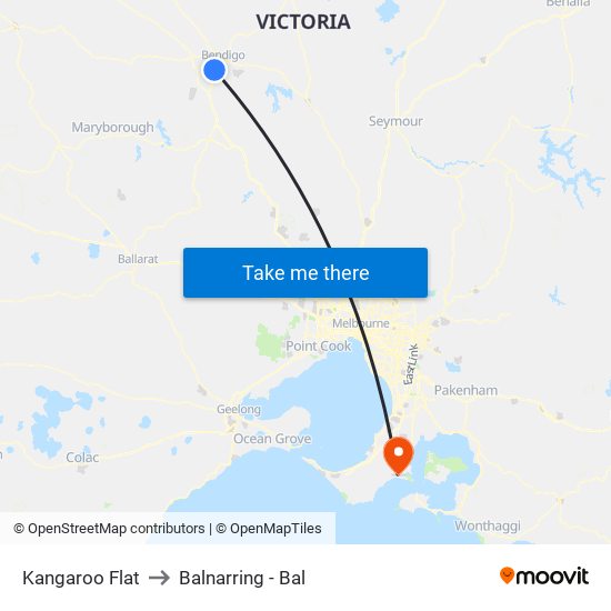 Kangaroo Flat to Balnarring - Bal map