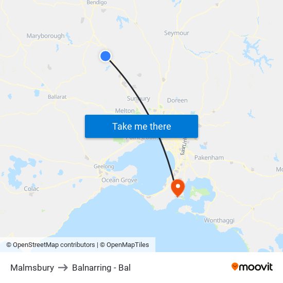 Malmsbury to Balnarring - Bal map