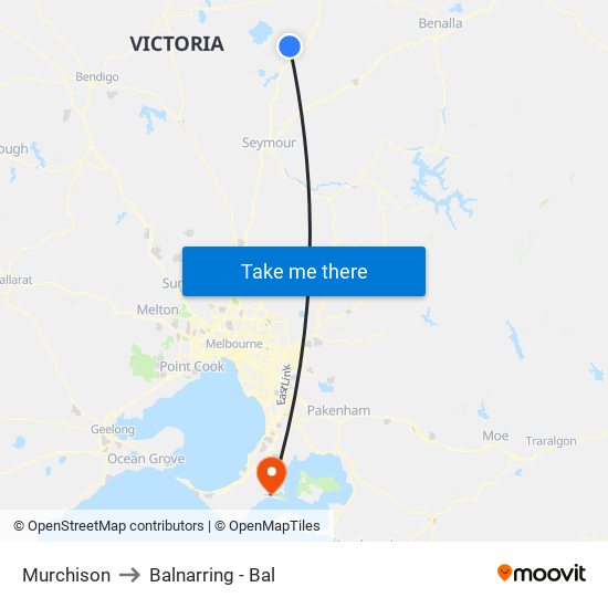 Murchison to Balnarring - Bal map