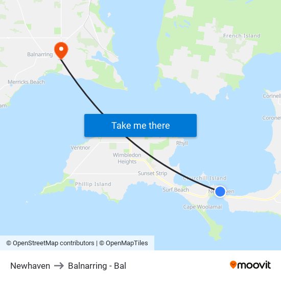 Newhaven to Balnarring - Bal map