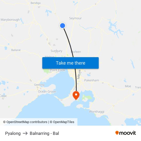 Pyalong to Balnarring - Bal map