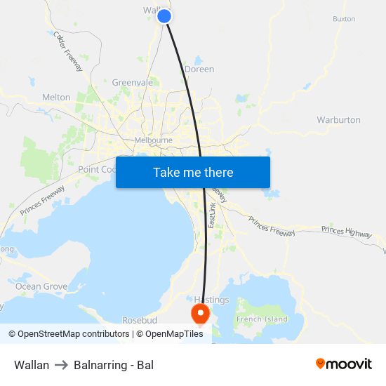 Wallan to Balnarring - Bal map