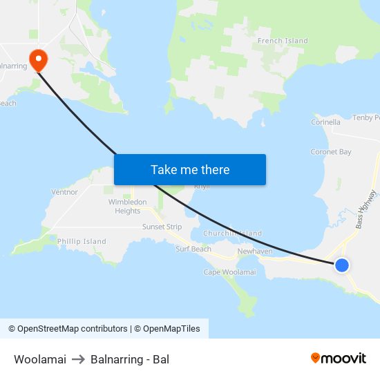 Woolamai to Balnarring - Bal map