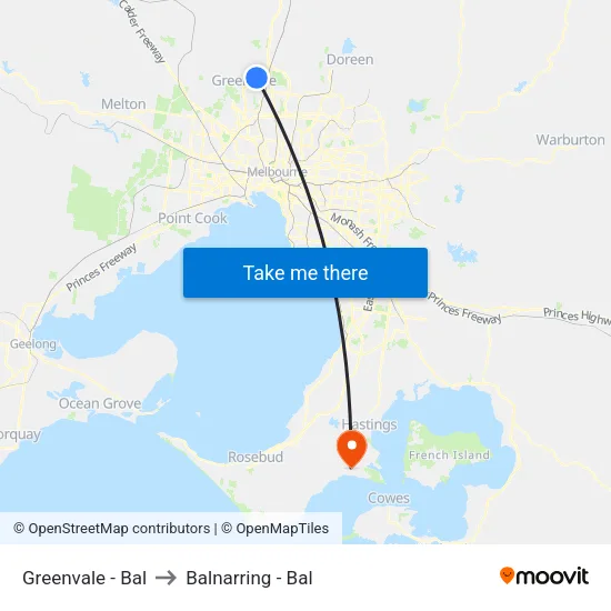 Greenvale - Bal to Balnarring - Bal map